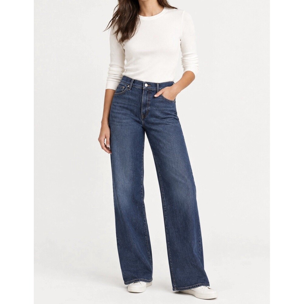 J. Crew Slim Wide Leg Jeans in All Day Stretch Blue 30